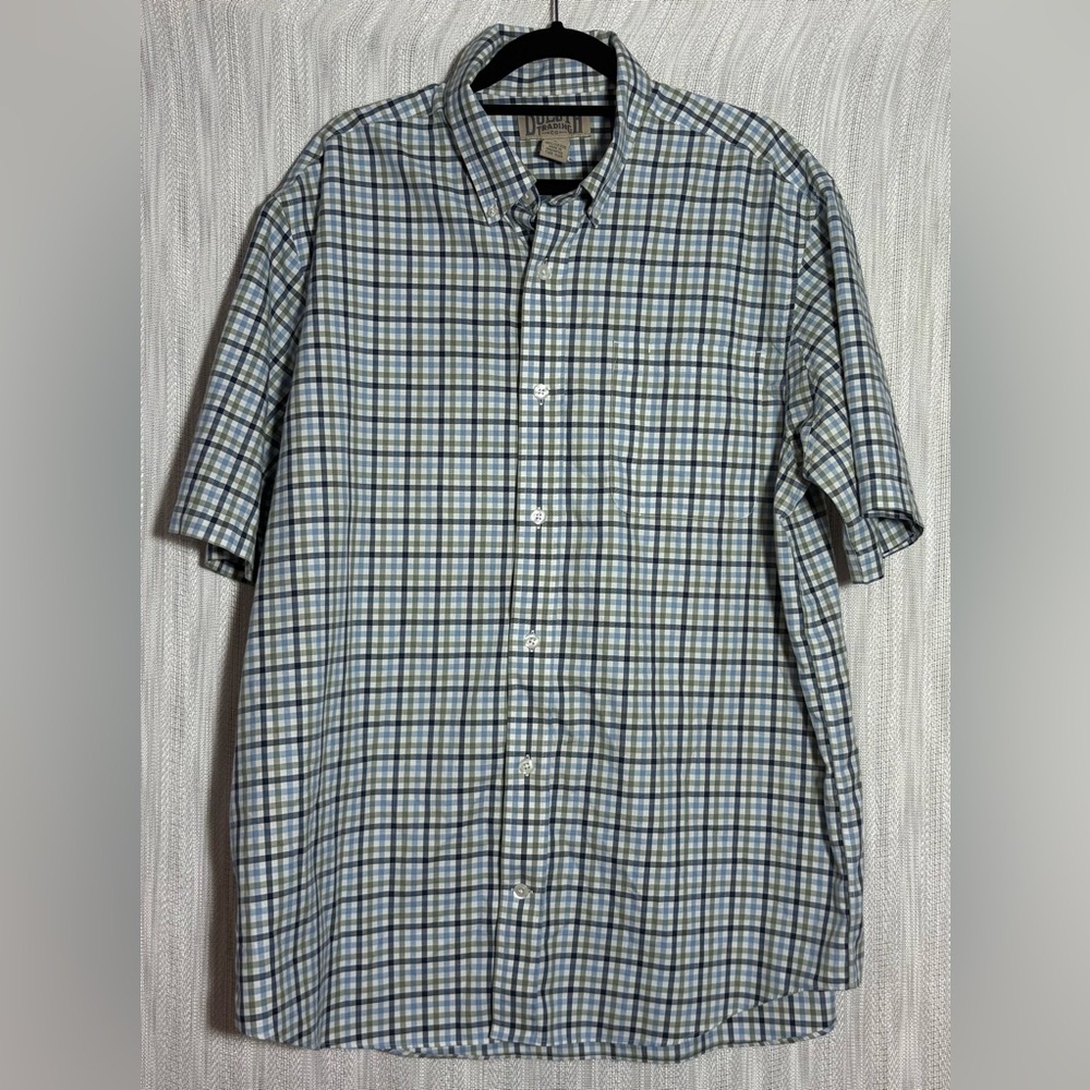 Duluth Trading Co Blue and Green Checkered Shirt